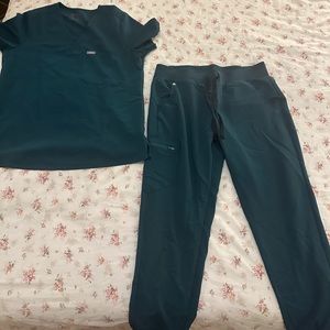 figs forest green jogger scrubs set